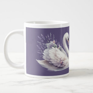 Aquarell-Schwan mit Lavendelblüten Jumbo-Tasse