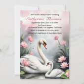Aquarell Schwanensee Pink Lotus Florale Babydusche Einladung (Vorderseite)