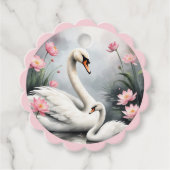 Aquarell Schwanensee Pink Lotus Florale Babydusche Geschenkanhänger (Vorderseite)