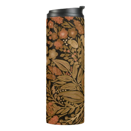 Aquarell, schwarz-braun, blumenschwarz, Muster sch Thermosbecher (Nach links gedreht)