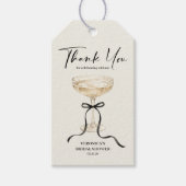 Aquarell Schwarz Schleife Hochzeitsdusche Dankesch Geschenkanhänger (Vorderseite)