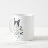 Aquarell Schwarz-Weiß-Katze Kaffeetasse (Vorderseite Links)