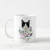 Aquarell Schwarz-Weiß-Katze Kaffeetasse (Links)