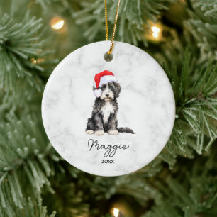 Aquarell Schwarz-Weiß Phantom Goldendoodle Keramik Ornament