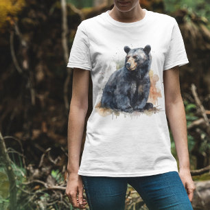 Aquarell Schwarzbär Waldkunst T-Shirt