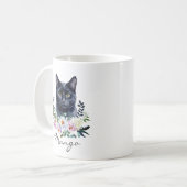 Aquarell Schwarze Katze Kaffeetasse (Vorderseite Links)