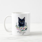 Aquarell Schwarze Katze Kaffeetasse (Links)