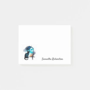 Aquarell Schwarze Katze Silhouette Personalisierte Post-it Klebezettel