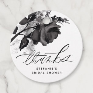 Aquarell-Schwarze-Rosen-Brautabschied-Dankeschön Geschenkanhänger