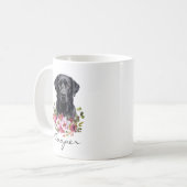 Aquarell schwarzer Labrador Retriever Kaffeetasse (Vorderseite Links)