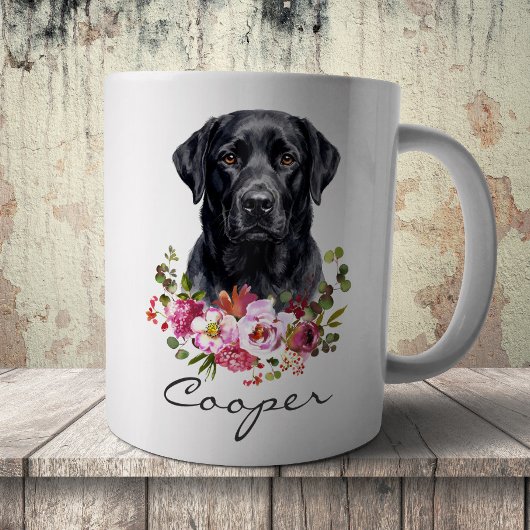 Aquarell schwarzer Labrador Retriever Kaffeetasse
