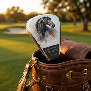 Aquarell Schwarzes Pferd Reiterliebhaber Golf Headcover