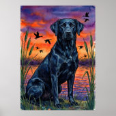 Aquarell-Schwarzlabrador-Marsch-Plakat Poster (Vorne)