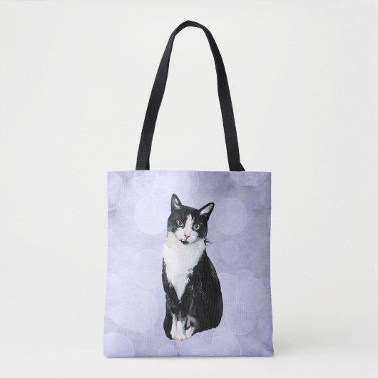 Aquarell-Schwarzweiss-Smokings-Katze Tasche (Vorderseite)