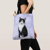 Aquarell-Schwarzweiss-Smokings-Katze Tasche (Von Nahem)