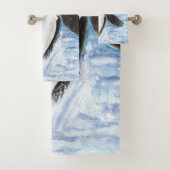 Aquarell-Schwertwal-Wal-Durchbrechen Badhandtuch Set (Insitu)