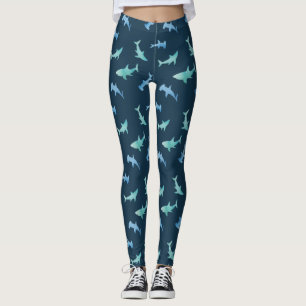 Aquarell Schwimmen Haie Silhouetten Muster Leggings