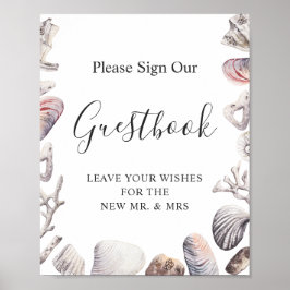 Aquarell Sea Muschel Beach Hochzeitssegment Poster