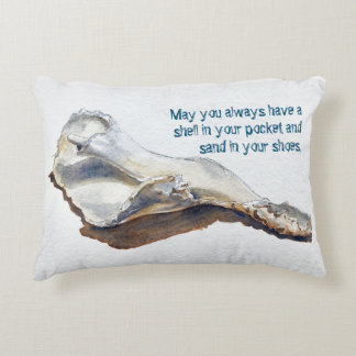 Aquarell Seashell, Beach themed, blau und braun Dekokissen