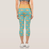 Aquarell Seashell Blau und beige Capri Leggings (Rückseite)