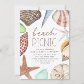 Aquarell Seashell jeder Fall Strand Picnic Einladung (Vorderseite)