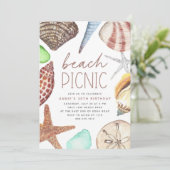 Aquarell Seashell jeder Fall Strand Picnic Einladung (Stehend Vorderseite)