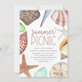 Aquarell Seashell jedes Mal Sommer Picnic Einladung (Vorderseite)