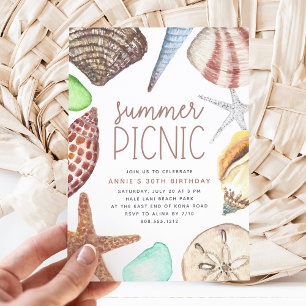 Aquarell Seashell jedes Mal Sommer Picnic Einladung
