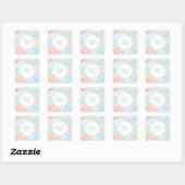 Aquarell Seashell Monogram Classic SquareSticker Quadratischer Aufkleber (Blatt)
