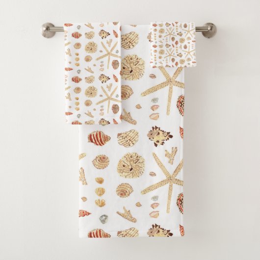 Aquarell Seashells Badhandtuch Set (Insitu)