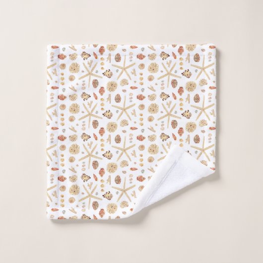 Aquarell Seashells Badhandtuch Set (Waschlappen)