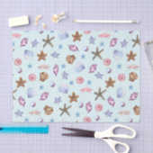 Aquarell Seashells Marine Life Blue Seidenpapier (Handwerk)