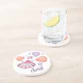 Aquarell Seashells Runder Sandstein Untersetzer (Seite)