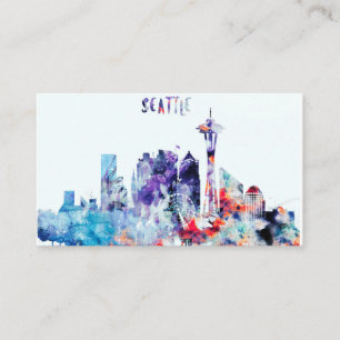 Aquarell-Seattle-Skyline Visitenkarte