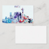 Aquarell-Seattle-Skyline Visitenkarte (Vorne/Hinten)