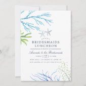 Aquarell Seaweed Beach Bridesmais Luncheon Einladung (Vorderseite)