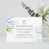 Aquarell Seaweed Beach Themed Bat Mitzvah Begleitkarte (Stehend Vorderseite)