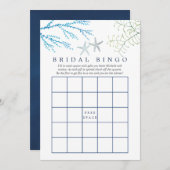Aquarell Seaweed Beach Themed Bridal Bingo (Vorne/Hinten)