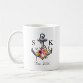 Aquarell-Seeanker-Wedding Blumenknoten Kaffeetasse (Links)