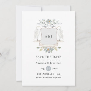 Aquarell-Seehochzeit-Monogrammwappen Save The Date