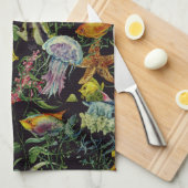 Aquarell-Seeleben-Muster 1 Geschirrtuch (Viertel Falte)