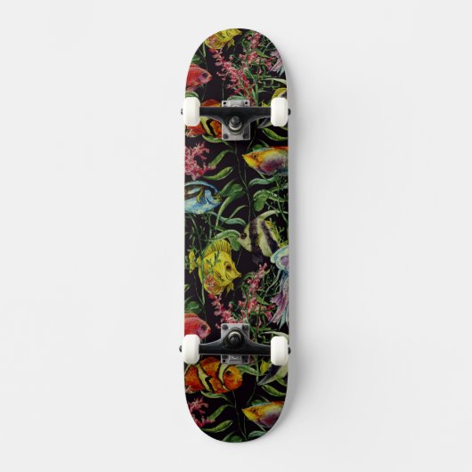 Aquarell-Seeleben-Muster 1 Skateboard (Vorderseite)