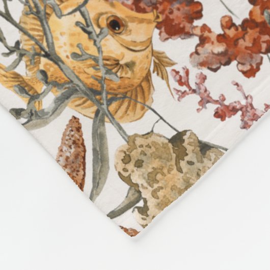 Aquarell-Seeleben-Muster 2 Fleecedecke (Ecke)