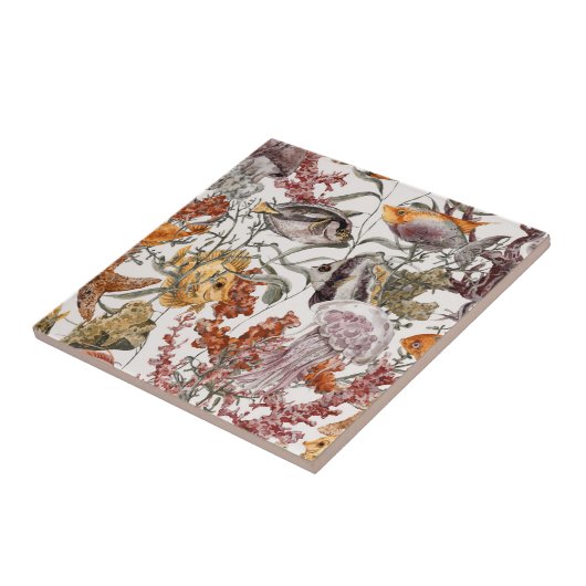 Aquarell-Seeleben-Muster 2 Fliese (Seite)