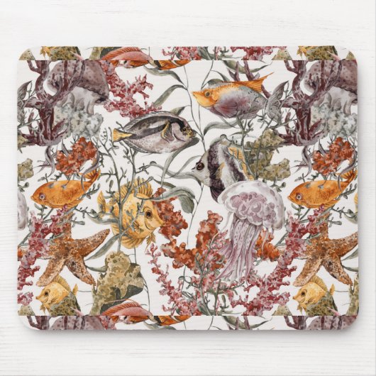 Aquarell-Seeleben-Muster 2 Mousepad (Vorne)