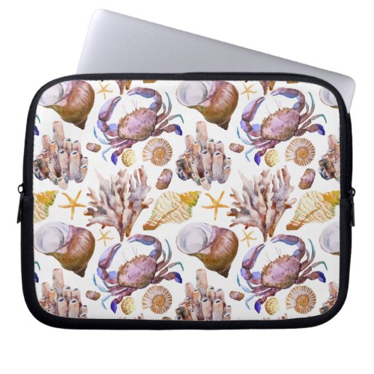 Aquarell-Seeleben-Muster 4 Laptopschutzhülle (Vorderseite)