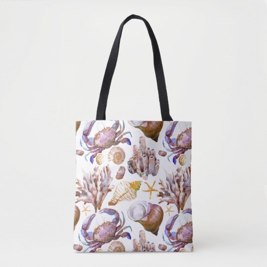 Aquarell-Seeleben-Muster 4 Tasche (Vorderseite)