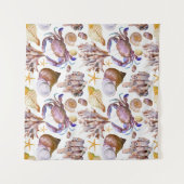 Aquarell-Seeleben-Muster Wandteppich (Vorderseite)