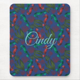 Aquarell-Seepferdchen Indigo-Marine Personalisiert Mousepad