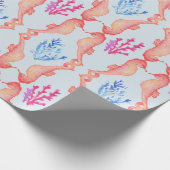 Aquarell-Seepferdchen-Korallen-Küsten-Geschenkpapi Geschenkpapier (Ecke)